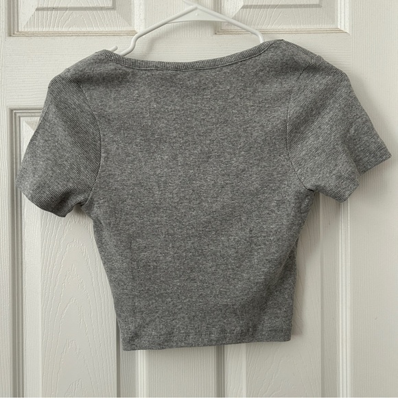 ASOS Grey Notch Neck Top - Picture 2 of 4